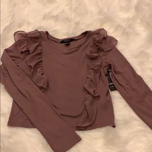 Mauve Long-sleeve ruffle top
